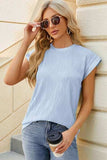 Round Neck Cap Sleeve T-Shirt - Trendsi - Flyclothing LLC