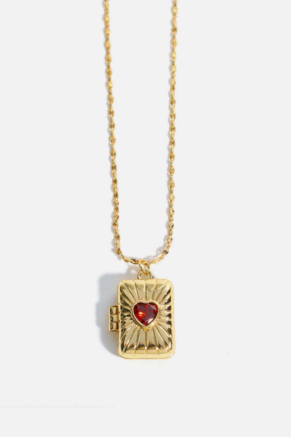 Heart Zircon Box Pendant Copper Necklace - Trendsi - Flyclothing LLC