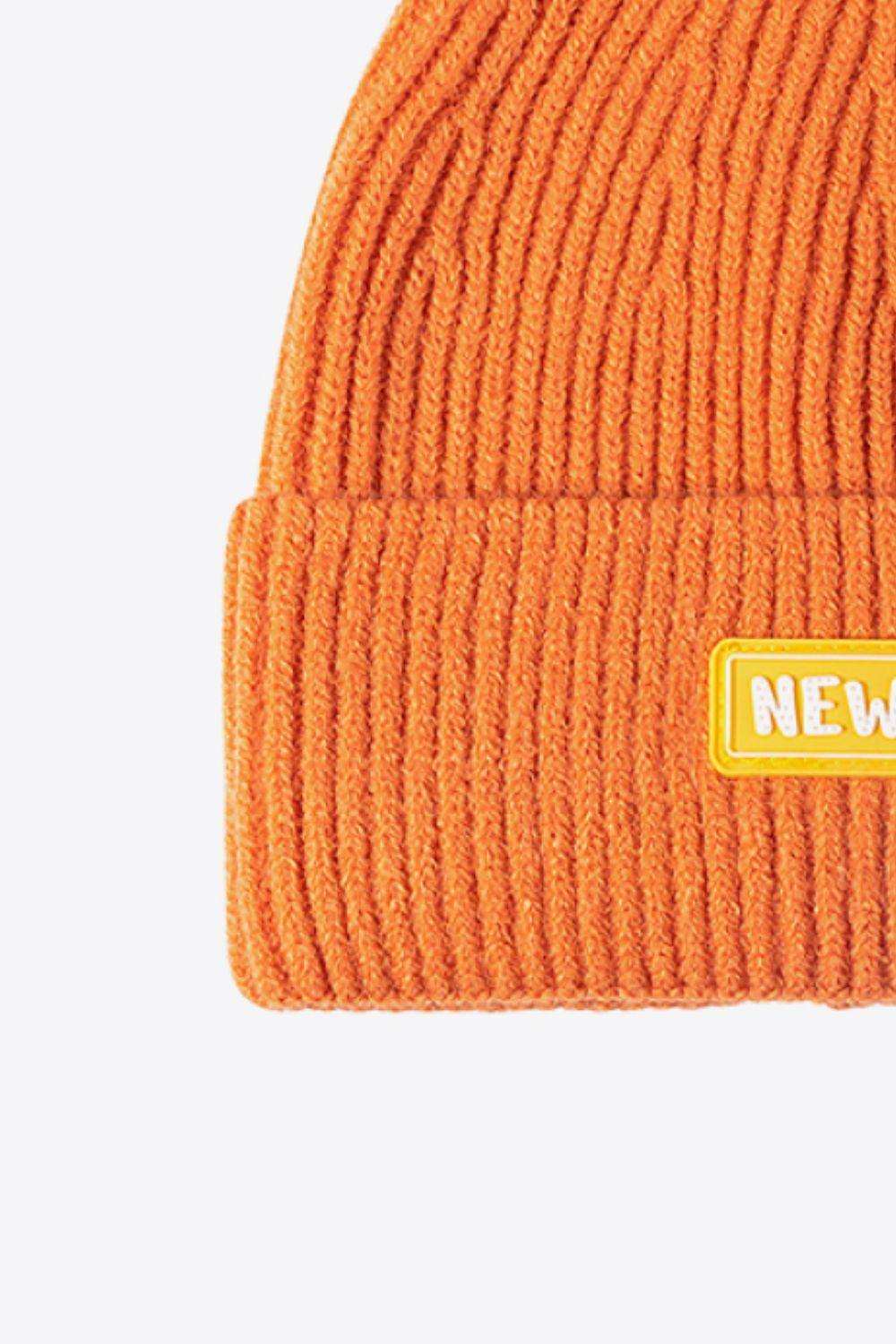 NEWYORK Patch Rib-Knit Cuffed Beanie - Trendsi - Flyclothing LLC