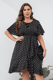 Plus Size Polka Dot Flutter Sleeve Dress - Trendsi - Flyclothing LLC
