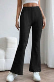 Basic Bae Full Size Ribbed High Waist Flare Pants - Trendsi - Flyclothing LLC