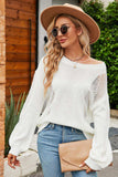 Openwork Round Neck Dropped Shoulder Knit Top - Trendsi - Flyclothing LLC