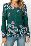Floral Button Front Round Neck Cardigan - Trendsi - Flyclothing LLC