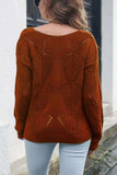 Openwork V-Neck Dropped Shoulder Sweater - Trendsi - Flyclothing LLC