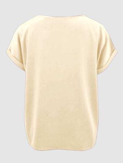 Round Neck Short Sleeve T-Shirt - Trendsi - Flyclothing LLC