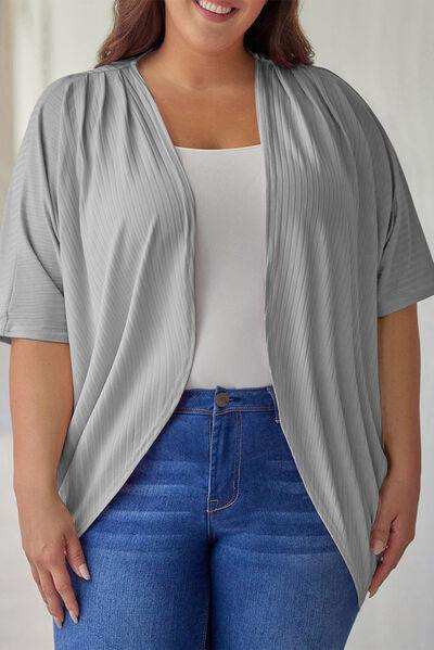 Plus Size Ribbed Cocoon Cover Up - Trendsi - Flyclothing LLC