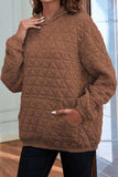 Quilted Long Sleeve Hoodie with Pocket - Trendsi - Flyclothing LLC