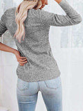 Round Neck Buttoned Long Sleeve T-Shirt - Trendsi - Flyclothing LLC