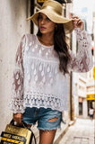 Round Neck Flounce Sleeve Lace Blouse - Trendsi - Flyclothing LLC