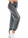 Glitter Elastic Waist Pants with Pockets - Trendsi - Flyclothing LLC