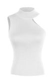 Asymmetrical Sleeveless Rib-Knit Top - Trendsi - Flyclothing LLC