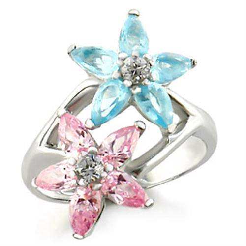 Alamode High-Polished 925 Sterling Silver Ring with AAA Grade CZ in Multi Color - Alamode - Flyclothing LLC