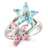 Alamode High-Polished 925 Sterling Silver Ring with AAA Grade CZ in Multi Color - Alamode - Flyclothing LLC