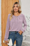 Ruched Round Neck Flounce Sleeve T-Shirt - Trendsi - Flyclothing LLC
