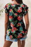 Printed Round Neck Short Sleeve T-Shirt - Trendsi - Flyclothing LLC