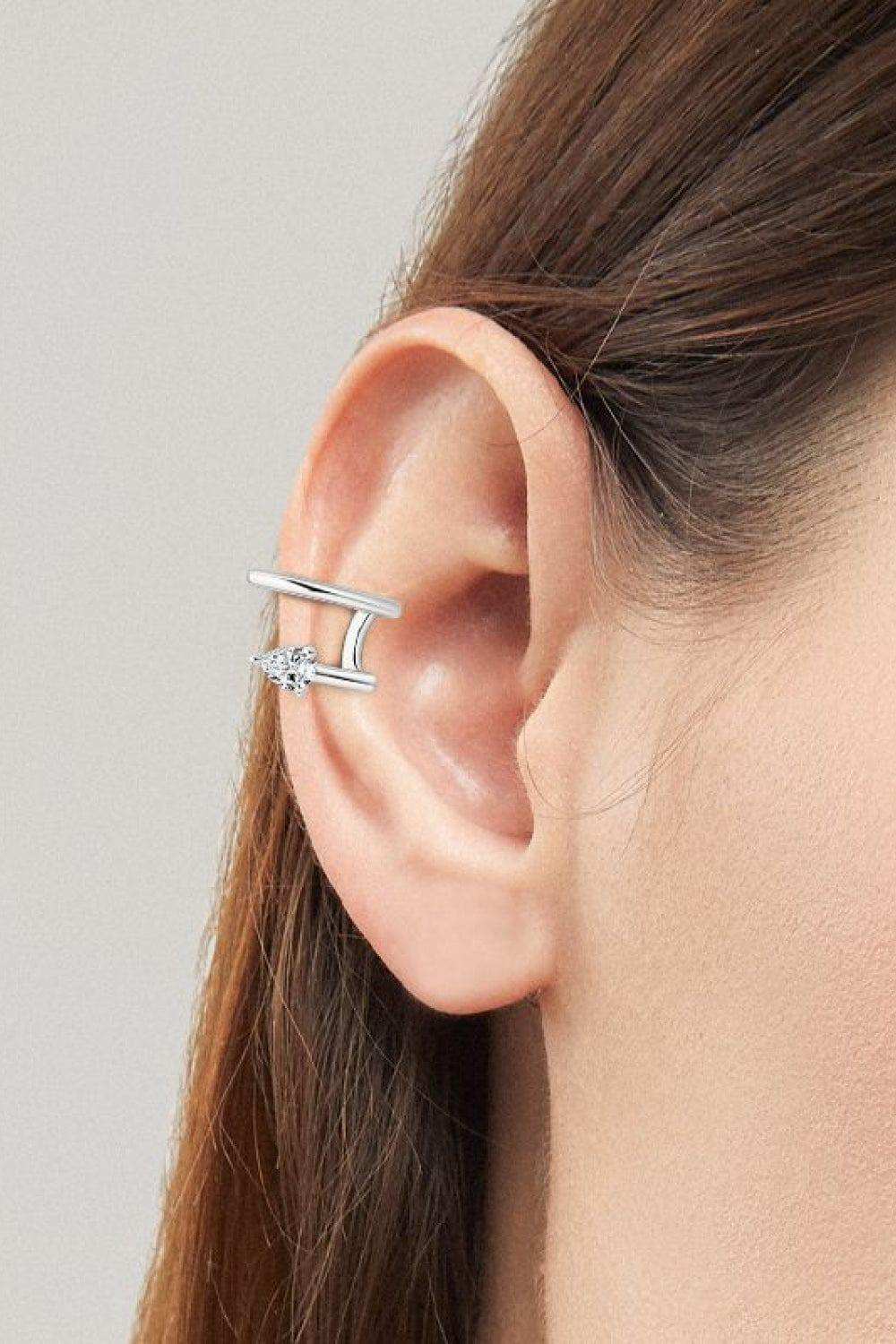 Moissanite 925 Sterling Silver Cuff Earrings - Trendsi - Flyclothing LLC