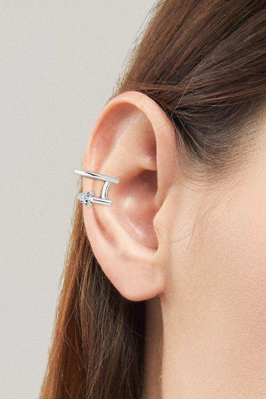 Moissanite 925 Sterling Silver Cuff Earrings - Trendsi - Flyclothing LLC