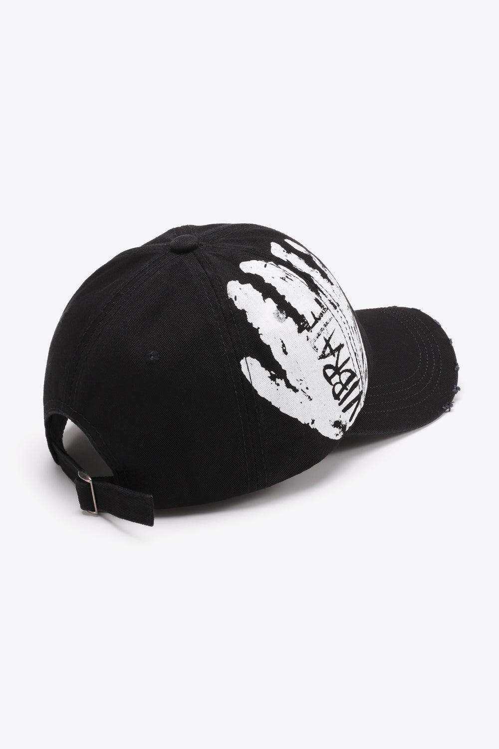 VIBRA Graphic Distressed Adjustable Baseball Cap - Trendsi - Flyclothing LLC