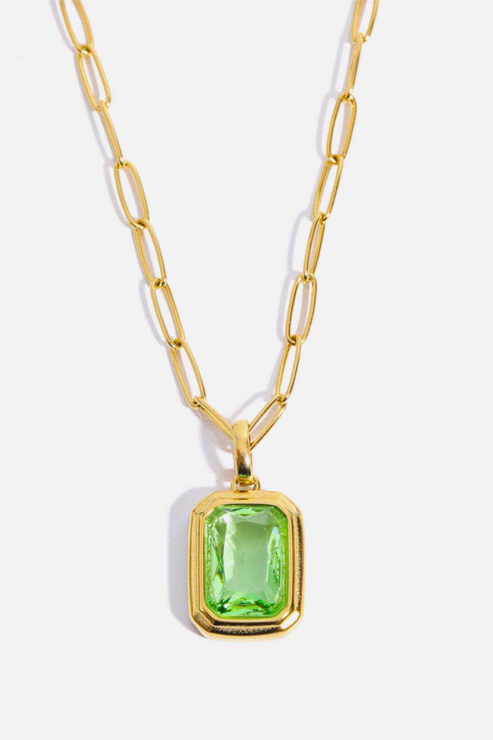 Zircon 18K Gold-Plated Geometrical Shape Pendant Necklace - Trendsi - Flyclothing LLC