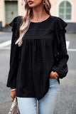 Ruffle Trim Balloon Sleeve Blouse - Trendsi - Flyclothing LLC