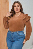 Plus Size Ruffled Round Neck Long Sleeve T-Shirt - Trendsi - Flyclothing LLC