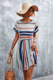 Striped Round Neck Dress - Trendsi - Flyclothing LLC