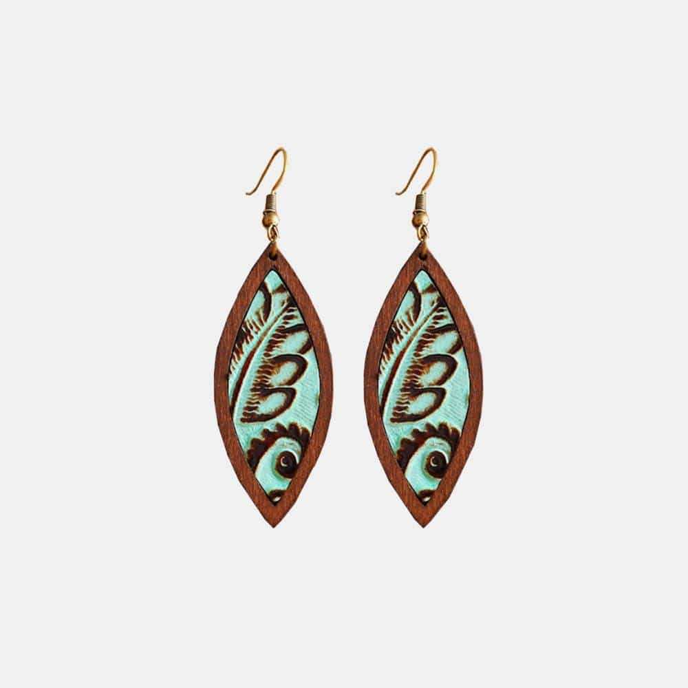Geometrical Shape Wooden Dangle Earrings - Trendsi - Flyclothing LLC