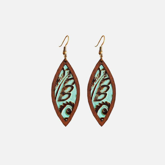 Geometrical Shape Wooden Dangle Earrings - Trendsi - Flyclothing LLC