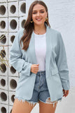 Plus Size Shawl Collar Long Sleeve Blazer - Trendsi - Flyclothing LLC