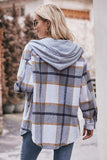 Plaid Dropped Shoulder Hooded Jacket - Trendsi - Flyclothing LLC