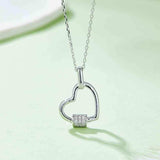 Moissanite 925 Sterling Silver Heart Shape Necklace - Trendsi - Flyclothing LLC