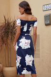 Printed Off-Shoulder Split Dress - Trendsi - Flyclothing LLC