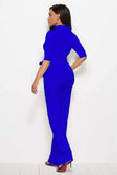 Mock Neck Tie-Waist Half Sleeve Jumpsuit - Trendsi - Flyclothing LLC