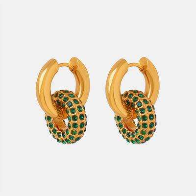Titanium Steel Inlaid Zircon Double-Hoop Earrings - Trendsi - Flyclothing LLC