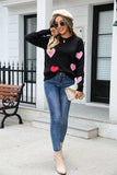 Heart Round Neck Droppped Shoulder Sweater - Trendsi - Flyclothing LLC