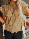 Openwork Turtleneck Sweater Vest - Trendsi - Flyclothing LLC