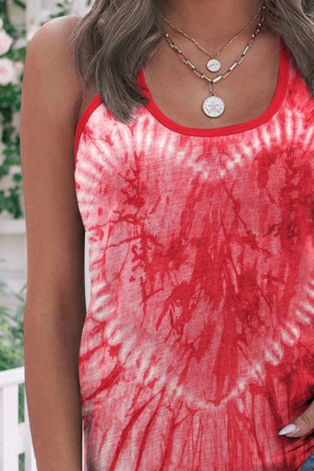 Tie-Dye Scoop Neck Wide Strap Tank - Trendsi - Flyclothing LLC