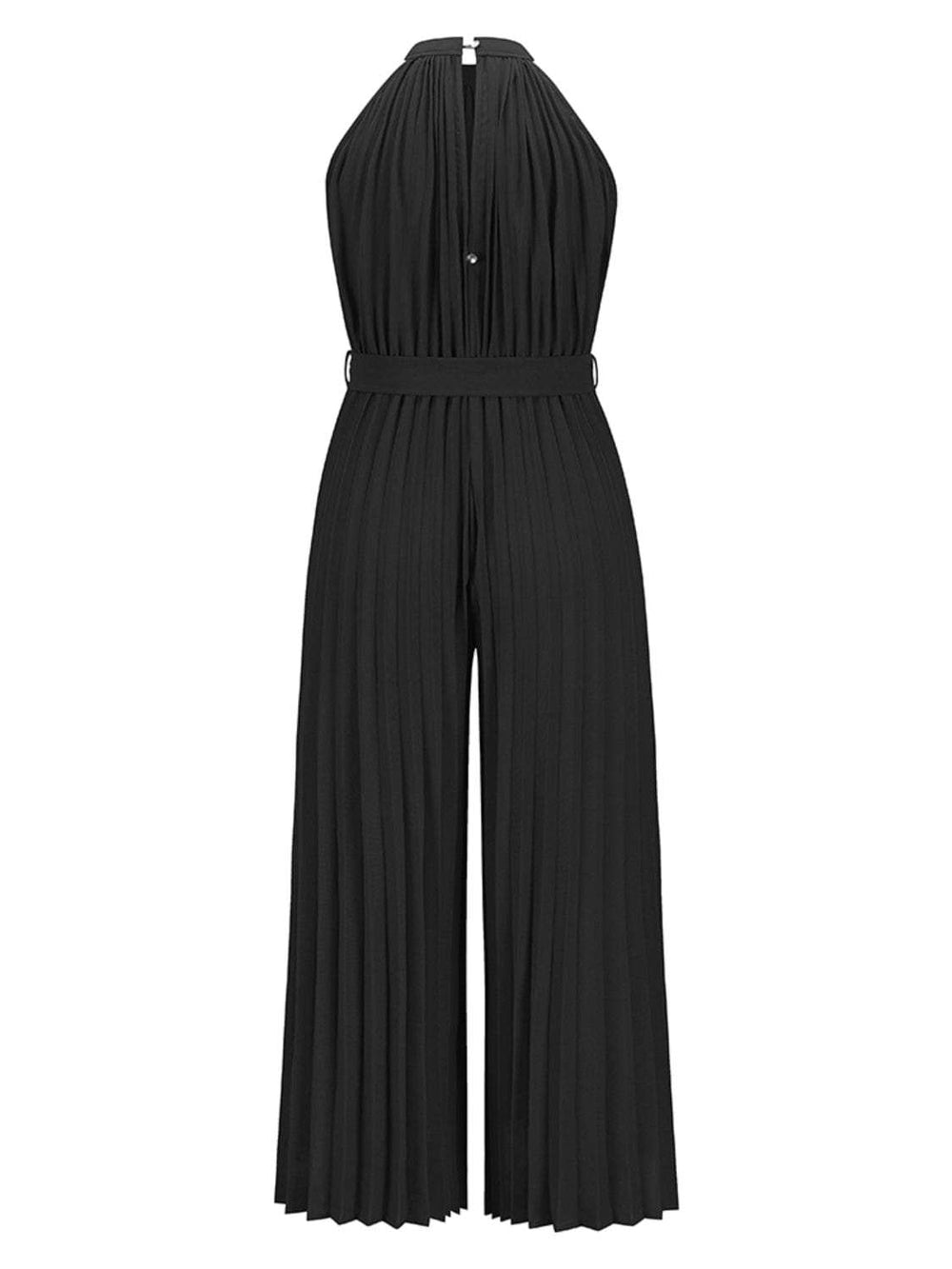 Cutout Tied Pleated Sleeveless Jumpsuit - Trendsi - Flyclothing LLC