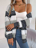 Openwork Striped Open Front Cardigan - Trendsi - Flyclothing LLC