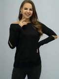 Full Size Off-Shoulder Cutout Fringe Hem Top - Trendsi - Flyclothing LLC