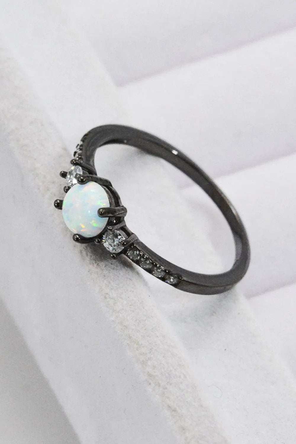 925 Sterling Silver Round Opal Ring - Trendsi - Flyclothing LLC