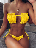 Frill Trim Ruched Bikini Set - Trendsi - Flyclothing LLC