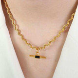 Stainless Steel Glass Cone Shaped Pendant Necklace - Trendsi - Flyclothing LLC