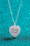925 Sterling Silver 1 Carat Moissanite Heart Pendant Necklace - Trendsi - Flyclothing LLC