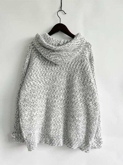 Zip Up Drawstring Long Sleeve Hooded Sweater - Trendsi - Flyclothing LLC