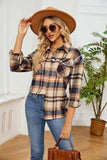 Collared Plaid Shacket - Trendsi - Flyclothing LLC