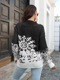 Snowflake Pattern Mock Neck Sweater - Trendsi - Flyclothing LLC