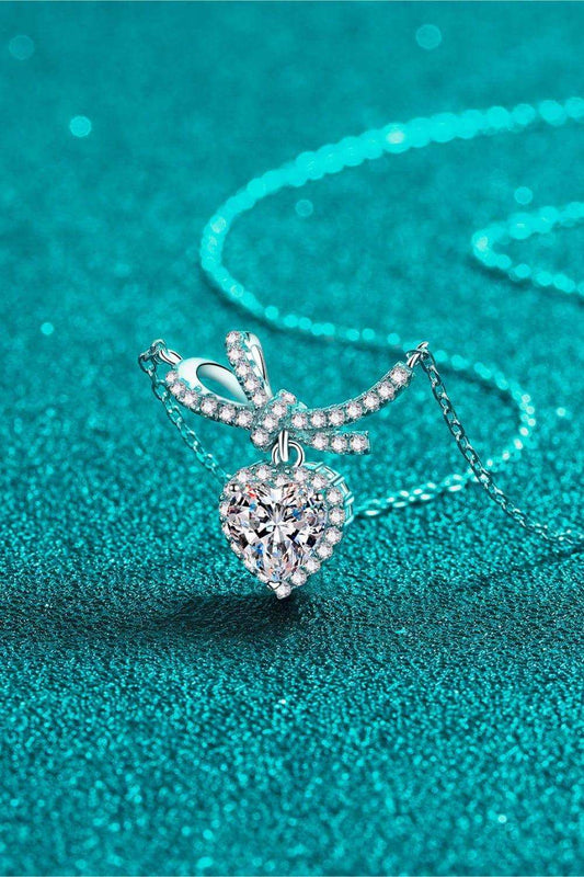 1 Carat Moissanite Heart Pendant Necklace - Trendsi - Flyclothing LLC
