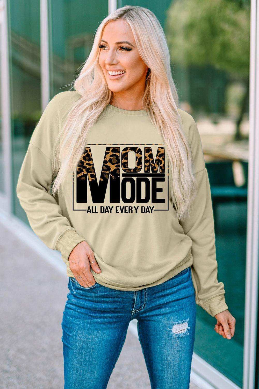 Letter Graphic Leopard Dropped Shoulder Sweatshirt - Trendsi - Flyclothing LLC