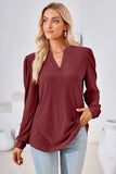 Notched Long Sleeve T-Shirt - Trendsi - Flyclothing LLC